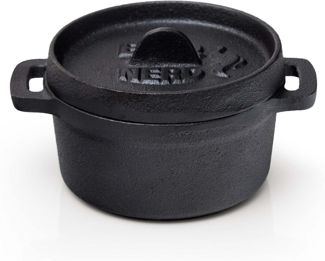 BBQ-Nerd© 6er Set Mini Dutch Oven | Kleiner Gusseisentopf mit Deckel 11x5cm für Grill, Feuerstelle,