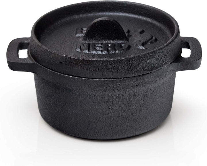 BBQ-Nerd© 6er Set Mini Dutch Oven | Kleiner Gusseisentopf mit Deckel 11x5cm für Grill, Feuerstelle,