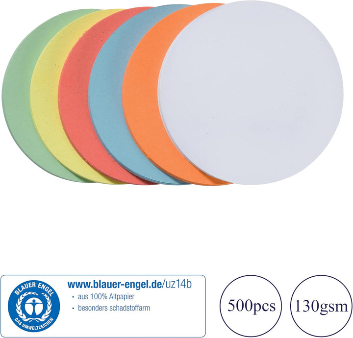 FRANKEN Moderationskarten Kreis mittel, 140 mm, 500 Stück, Präsentationskarten ideal für Meetings, T