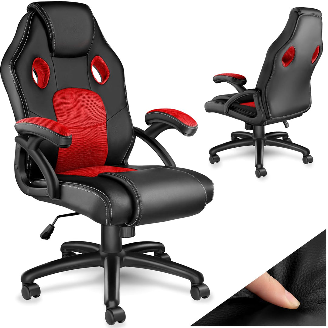 tectake® Racing Bürostuhl, Gaming Stuhl mit Wippfunktion, Chefsessel, Drehstuhl mit Rollen, höhenver