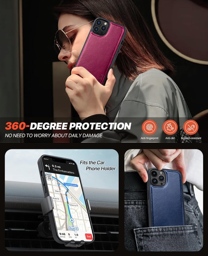 OCASE Abnehmbare Hülle Kompatibel für iPhone 12 Pro Max Burgundy | Handyhülle 2-IN-1 [Magnetische Hü