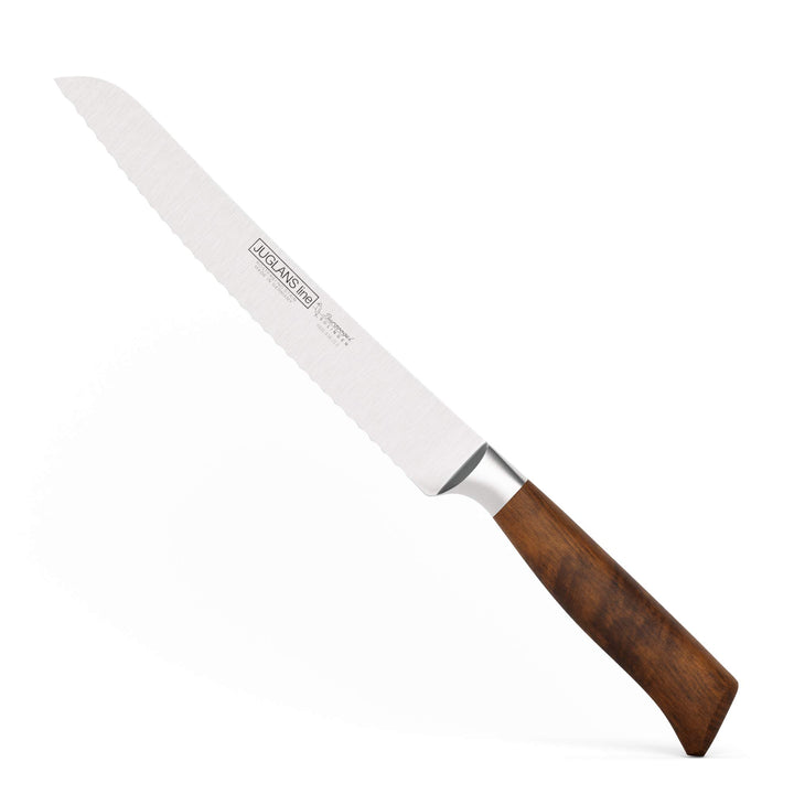 Burgvogel Solingen Juglans Line scharfes Brotmesser Walnussholz geschmiedet 22 cm, Wellenschliff, ro