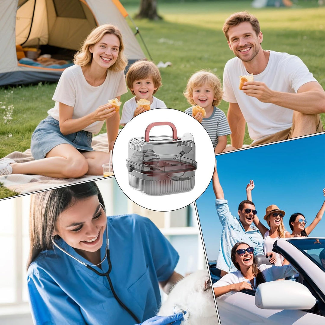 Hamster-Reisebox,Doppellagige, belüftete Transportbox - Kleintier-Reisekäfig für Kaninchen, Mäuse, M