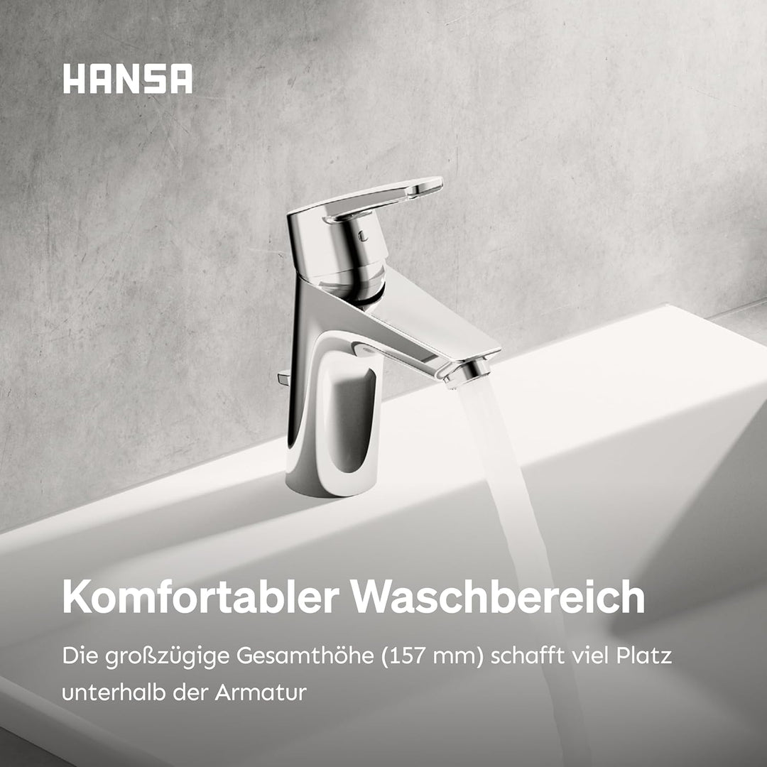 Hansa 51502293 Einhebelmischer/Waschtischbatterie XL HANSAPOLO DN15 | + Ablaufgarnitur und Zugbetäti