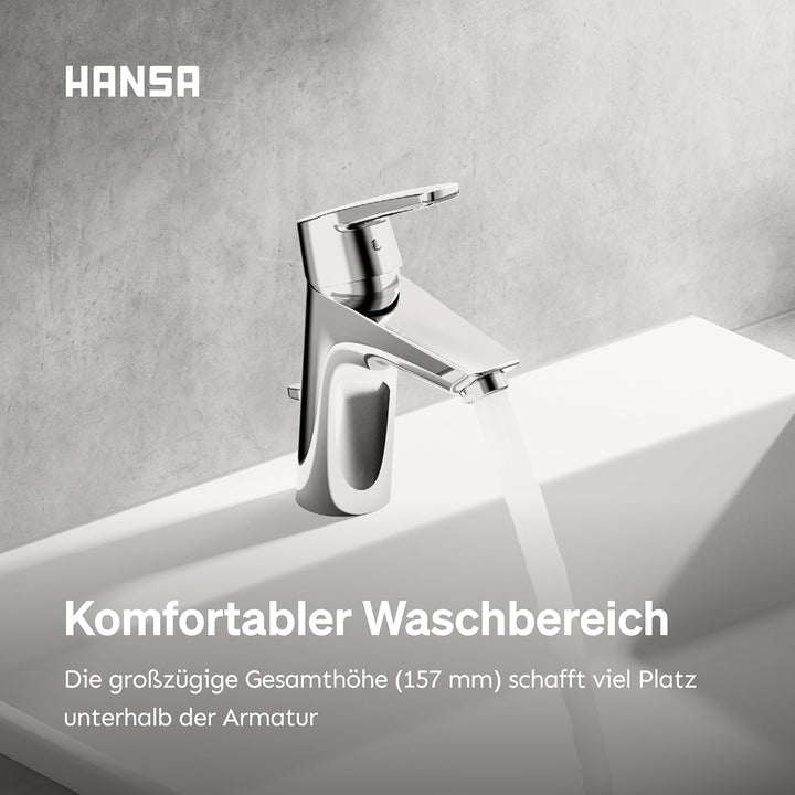 Hansa 51502293 Einhebelmischer/Waschtischbatterie XL HANSAPOLO DN15 | + Ablaufgarnitur und Zugbetäti