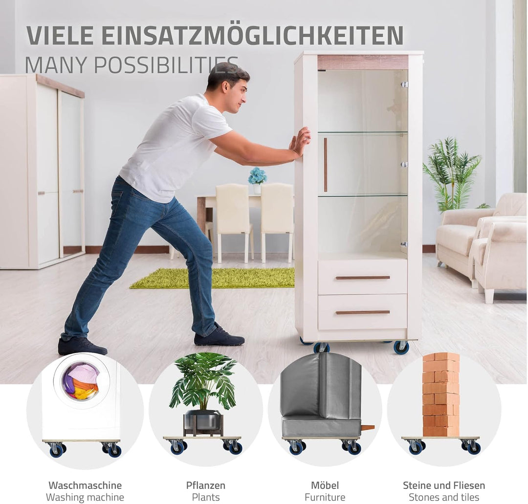 ECD Germany Transportroller 40 x 60 cm bis 800 kg Siebdruckplatte - PP-Räder Rollbrett Möbelroller T