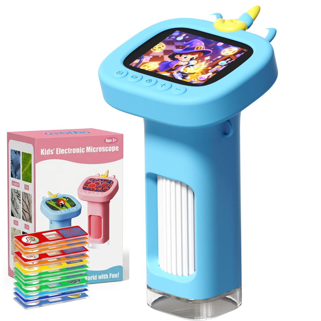 1200X Mikroskop für Kinder: Kinder Mikroskop mit 2,4-Zoll-HD-IPS-Display und 9 LED-Leuchten, Geschen