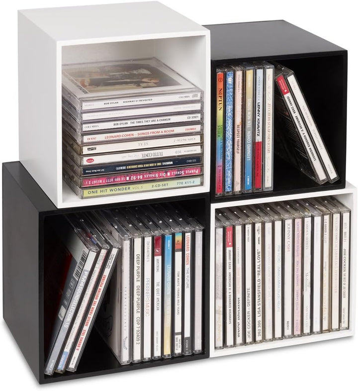 CD-Boxen schwarz, Cubix CD-Aufbewahrungs-Boxen aus Holz, Set mit 3 CD-Boxen. Zur Aufbewahrung von bi