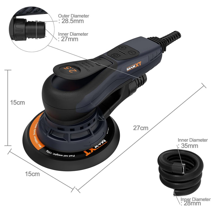 MAXXT Exzenterschleifer 150mm, 6-Zoll-Schleifmaschine, Bürstenlos, 230 Volt, 2,5 mm Exenterschleifma