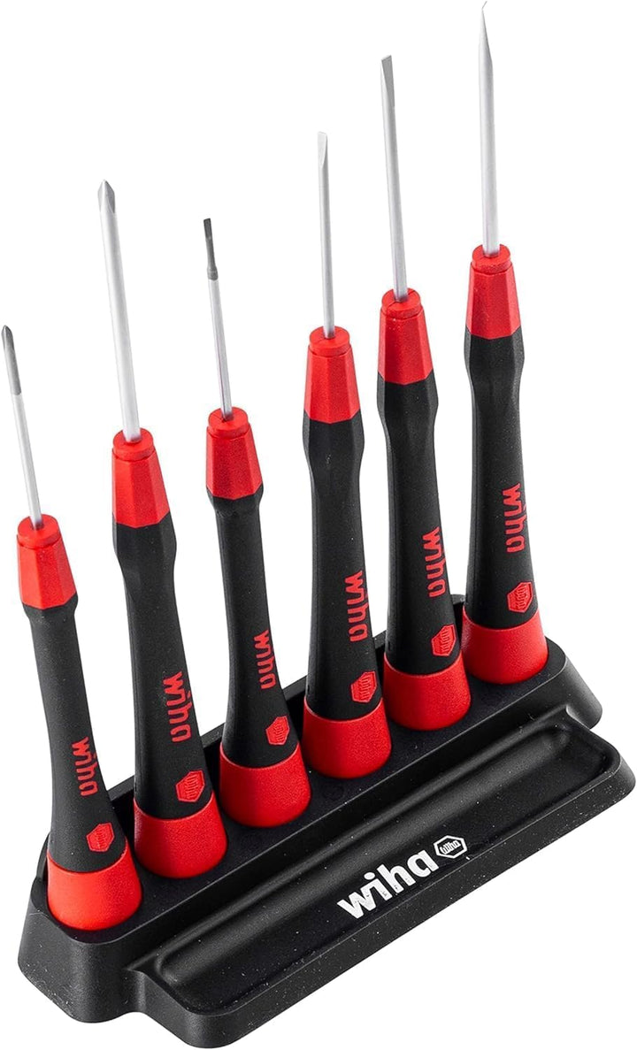 Wiha Feinschraubendreher Set PicoFinish® Schlitz, Phillips 7-tlg. inkl. Halter I Präzision im Kopf I