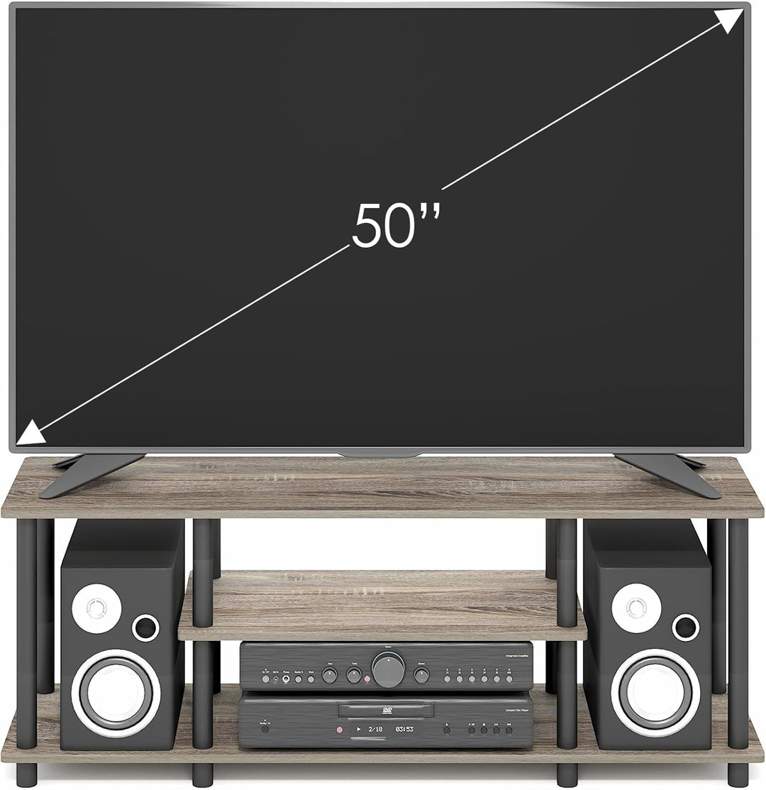 Furinno Entertainment/TV-Regal mit unterschiedlichen Ablageflächen, holz, Eiche Grau/Schwarz, 29.72
