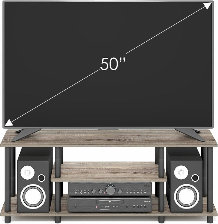 Furinno Entertainment/TV-Regal mit unterschiedlichen Ablageflächen, holz, Eiche Grau/Schwarz, 29.72