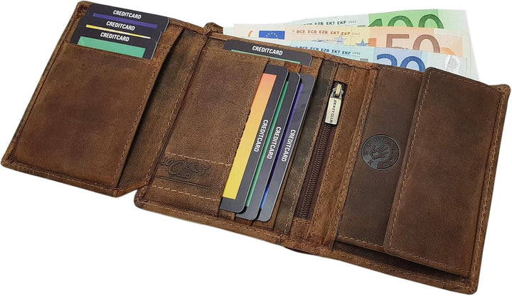 myledershop Echt Büffel-Vollleder Hochformat Bikerbörse/Geldbörse/Geldbeutel/Portemonnaie/Geldtasche