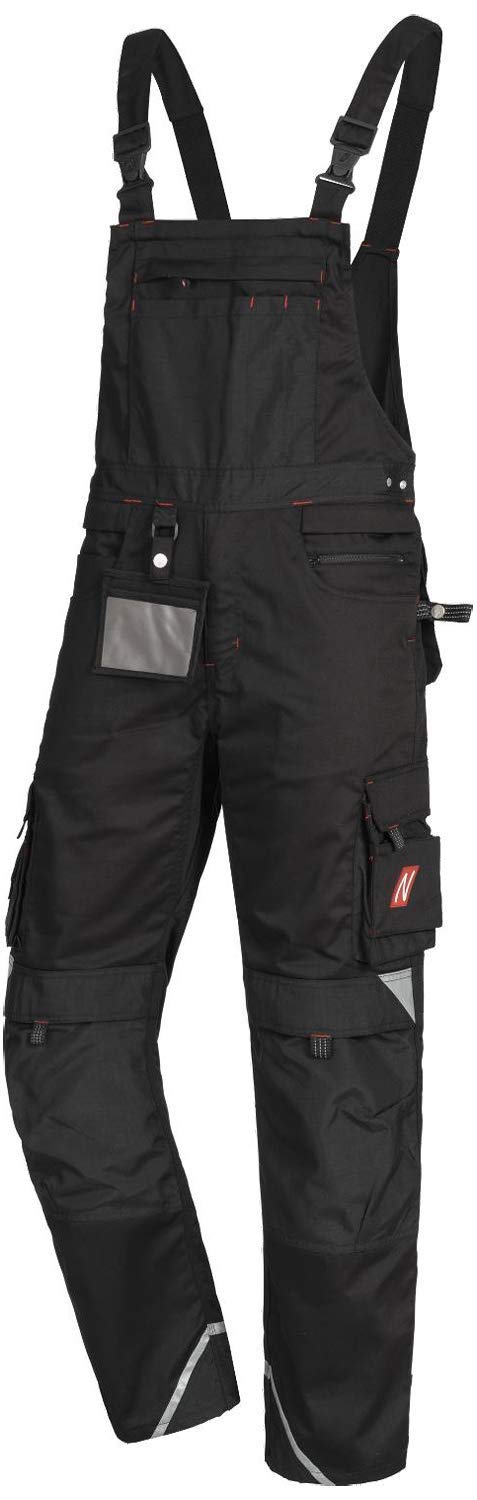 Nitras Motion Tex Pro FX Lange Arbeitshose für Damen/Herren - Latz-Bundhose 44 Schwarz, 44 Schwarz