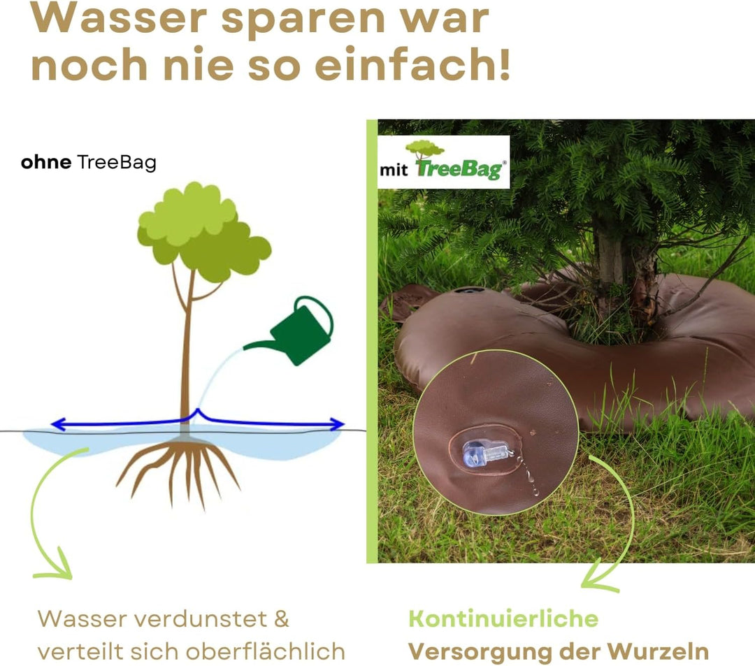 Bewässerungsringe für Bäume 1 x 75L / 98cm I Bewässerungssäcke für Bäume aus PVC I brauner Baum Bewä