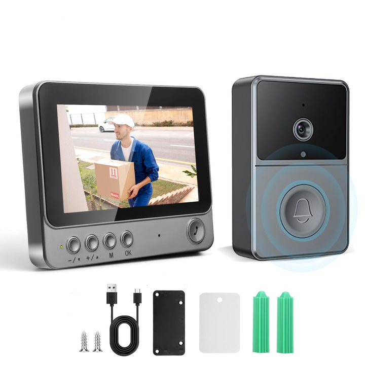 Türklingel mit Kamera Kabellos, Outdoor IP65 Wasserdicht 1080P HD Écran 4.3" 2.4G Video Türklingel N