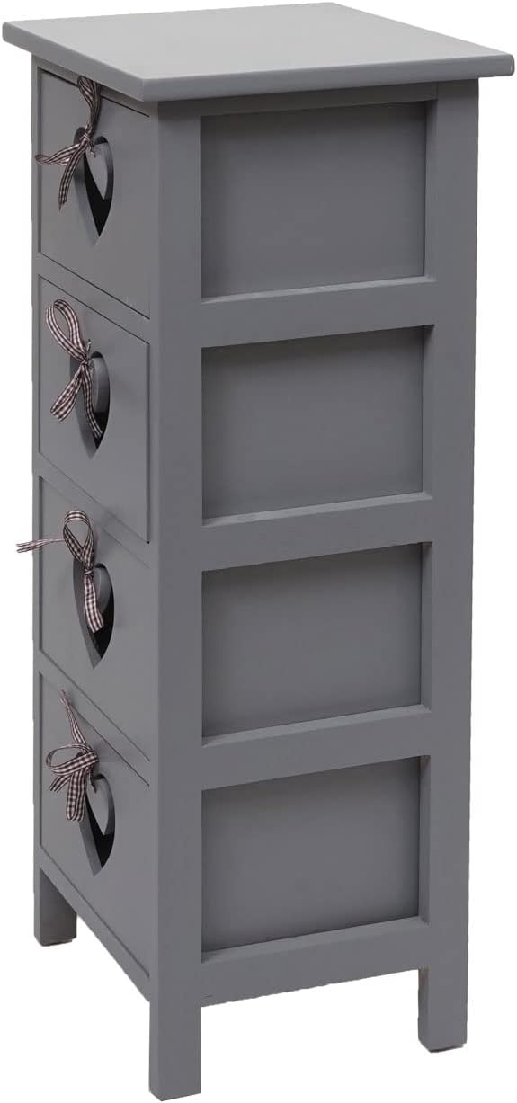 Mendler Kommode Forli, Schubladenkommode Schrank, 4 Schubladen mit Herzen 70x29x25cm, Shabby-Look, V