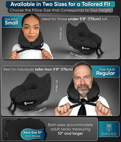 SNUGL Reisekissen – Memory Foam Nackenkissen – Flugkissen | Stütznackenkissen für unterwegs | Reise-