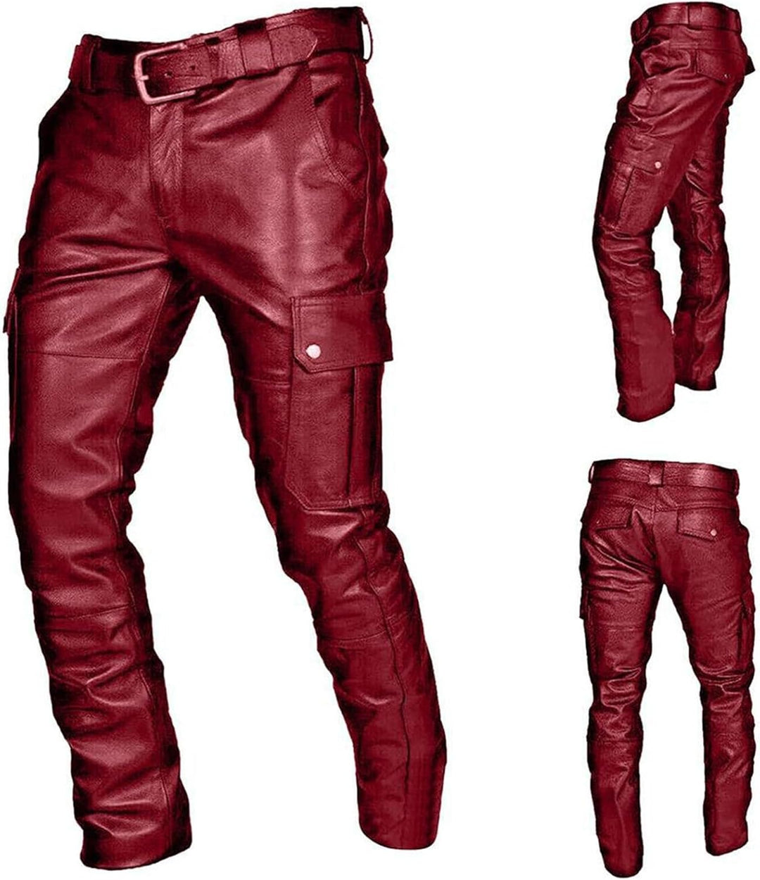 SOOUICKER Lederhose Herren Cargo Lederhose Herren Modern Braun Lederhose Herren Outdoor Regular Fit