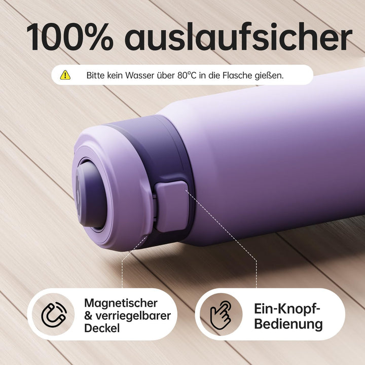 Magcheer Trinkflasche mit Handyhalterung 750ml Magnetische Wasserflasche 360° Verstellbar Flasche Ma