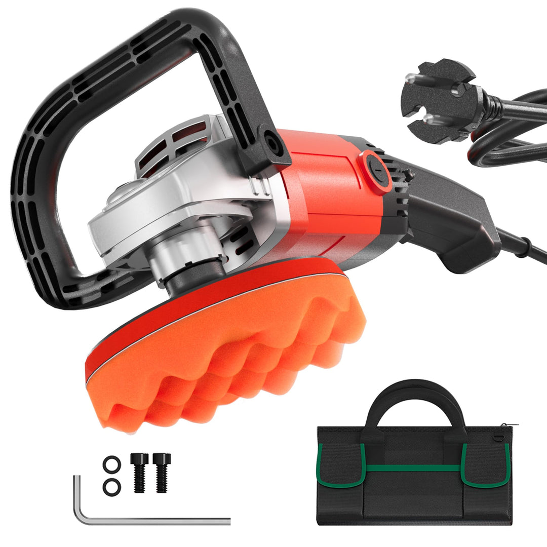 Wiltec Auto Poliermaschine Schleifmaschine 1200W bis 3000 U/min, Poliergerät mit 6 Stufen, mit Tasch