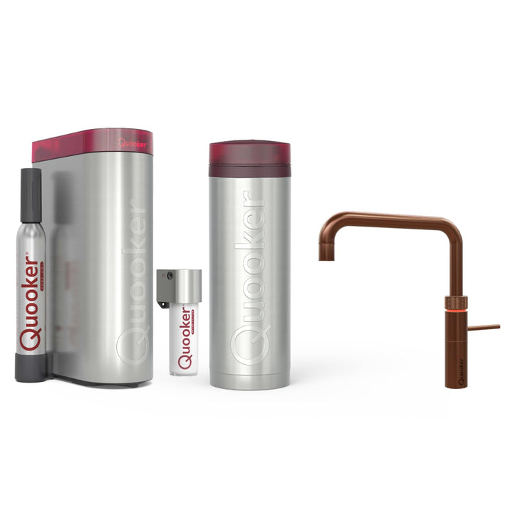Quooker mit Reservoire PRO3 und CUBE kochend Wasserhahn (Fusion Square, Kupfer Rosé) Fusion Square K
