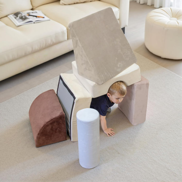 BanaSuper Schaumstoff Bausteine für Kinder, XXL Kletterblöcke Set Falten zu Spielmatte, Weiche Softb
