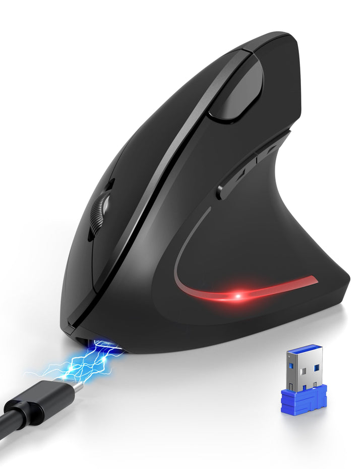 TECKNET Ergonomische Bluetooth Maus, Wiederaufladbar Kabellose Vertikale Maus (BT 5.0/3.0 + 2.4G), 6