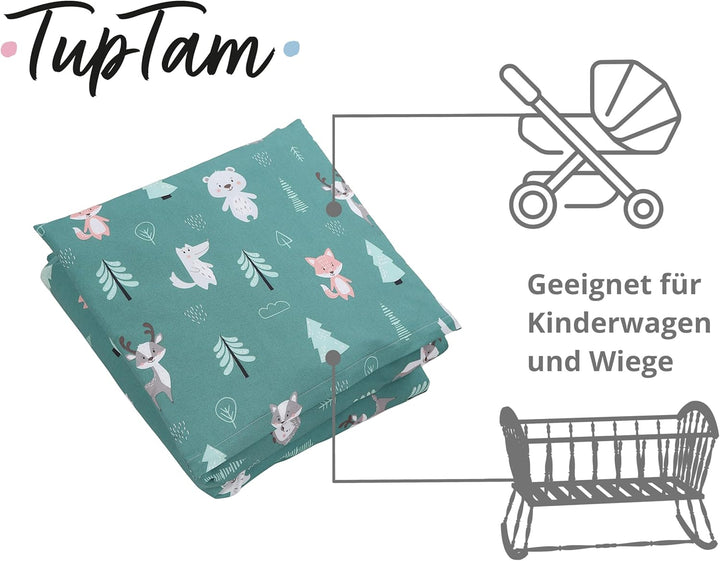 TupTam Unisex Baby Wiegenset 4-teilig Bettwäsche-Set: Bettdecke und Kopfkissen mit Bezug, Farbe: Wal