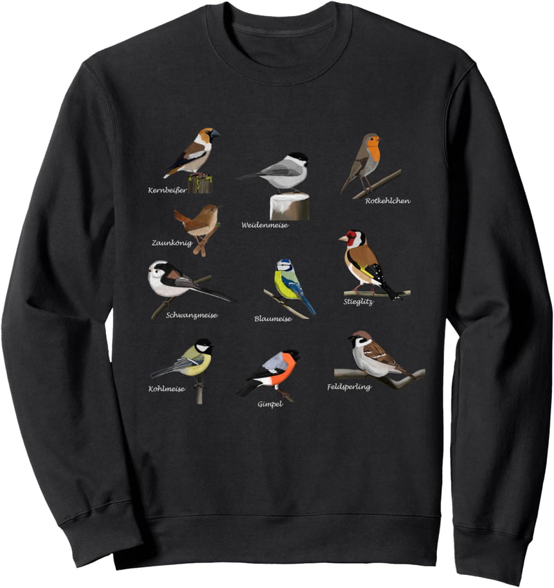 Vogelmotiv Gartenvögel Singvögel Vögel Meisen Gimpel Spatz Sweatshirt