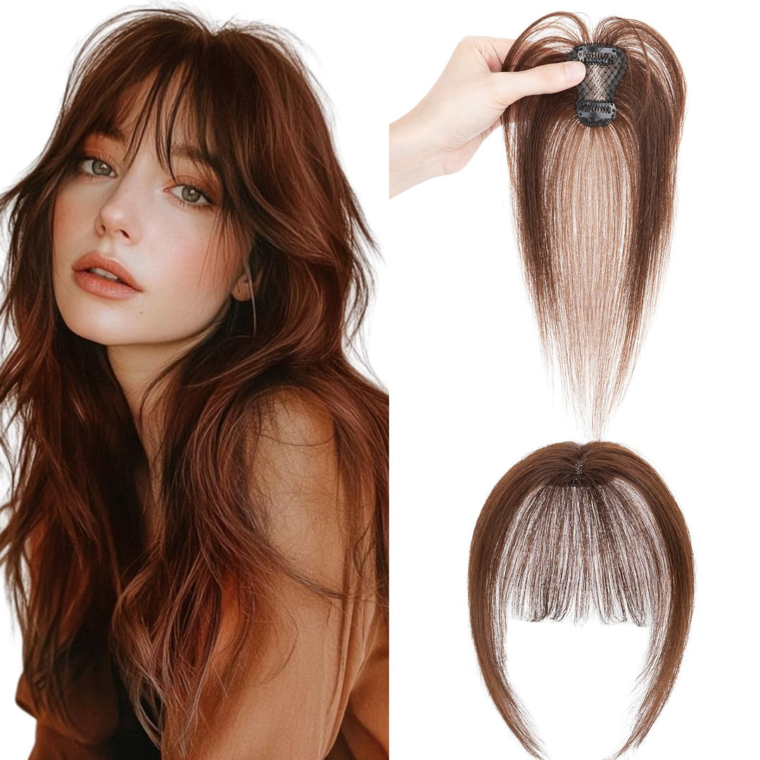 Benehair Clip in Pony Echthaar, 3D Air Pony Echthaar, 20g Clip in Bangs Echt Haar Front Fringe, Natü