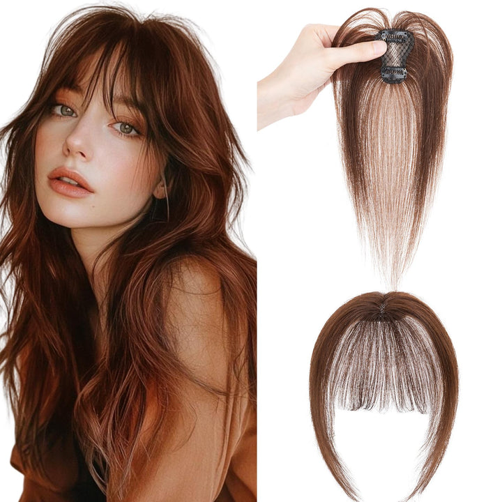 Benehair Clip in Pony Echthaar, 3D Air Pony Echthaar, 20g Clip in Bangs Echt Haar Front Fringe, Natü