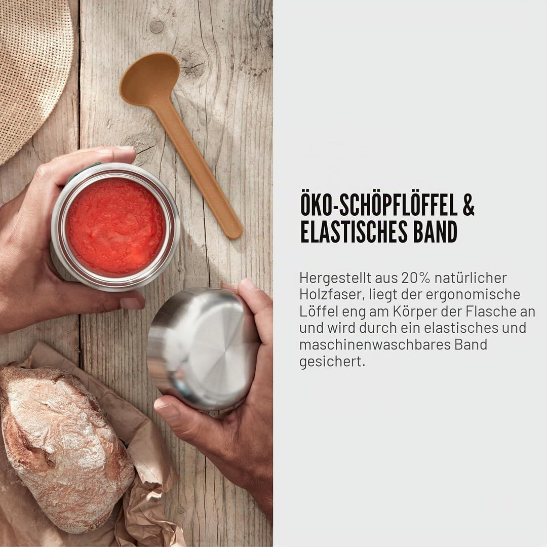 BLACK + BLUM Food Flask Thermobecher 400 ml | Orange | Thermobehälter Essen hält 6h heiss & 8h kalt