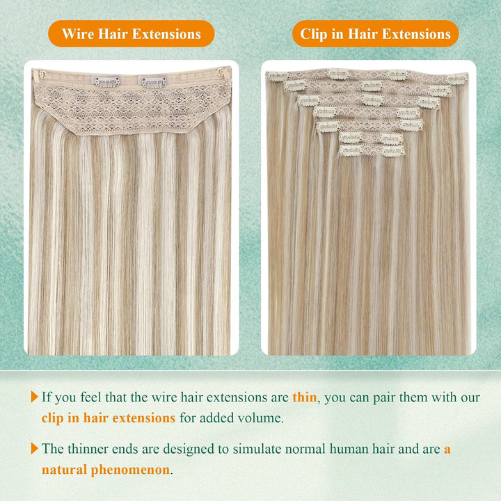 Easyouth Draht Hair Extensions Echthaar Blond Wire Haar Extensions Remy Echthaar miut Draht Extensio