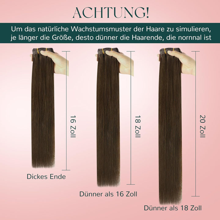 Easyouth Echthaar Clip in Extension Braun Clip in Extensions Echthaar Dunkelbraun Clips Extension Ha