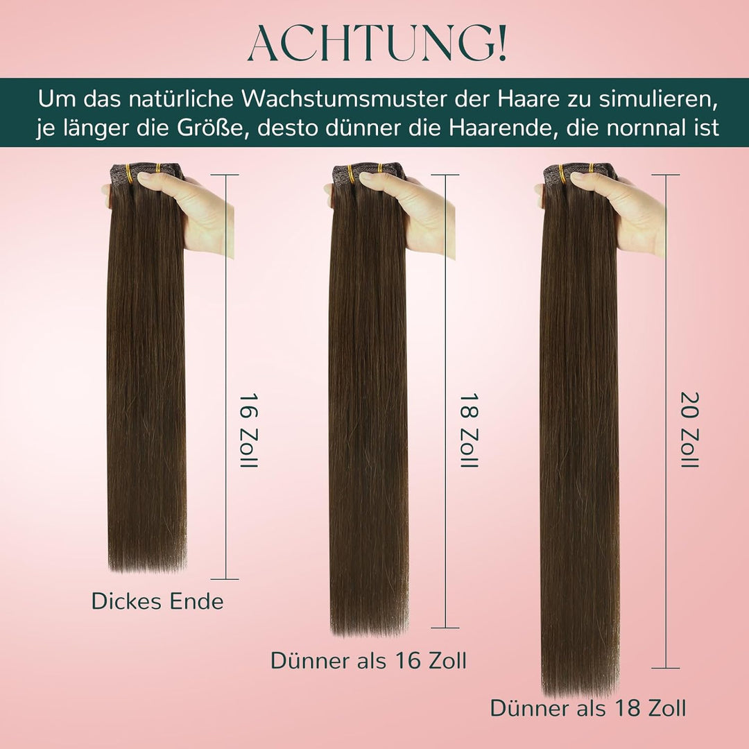 Easyouth Echthaar Extensions Clip in Brau Echthaar Clip in Extensions Echthaar Remy Clip in Haarverl