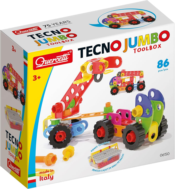 Quercetti - Tecno Jumbo Toolbox - Konstruktionsspielzeug, Fahrzeugspiel