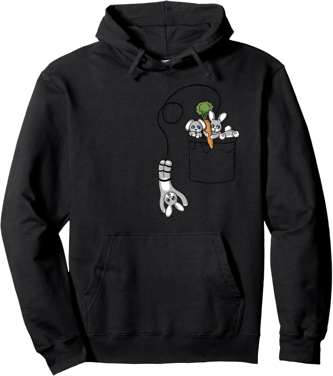Süsses Kaninchen, das in der Tasche spielt Pullover Hoodie