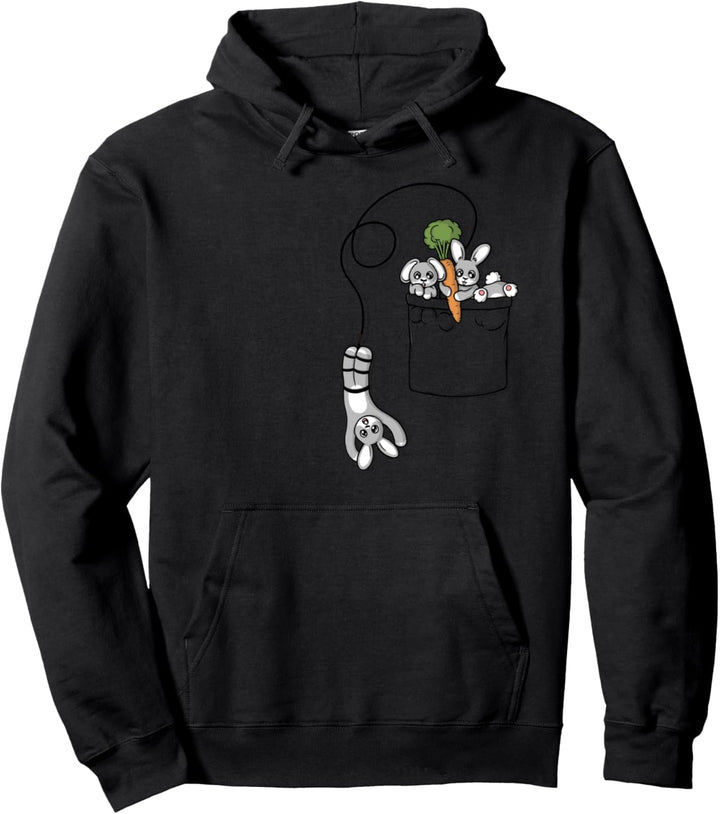 Süsses Kaninchen, das in der Tasche spielt Pullover Hoodie
