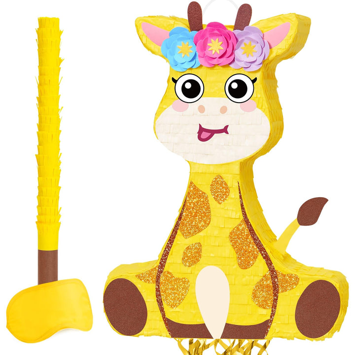 WERNNSAI Giraffen Pinata – Tier Pinata Partyspiel für Kindergeburtstage Giraffen Piñata Set mit Stöc