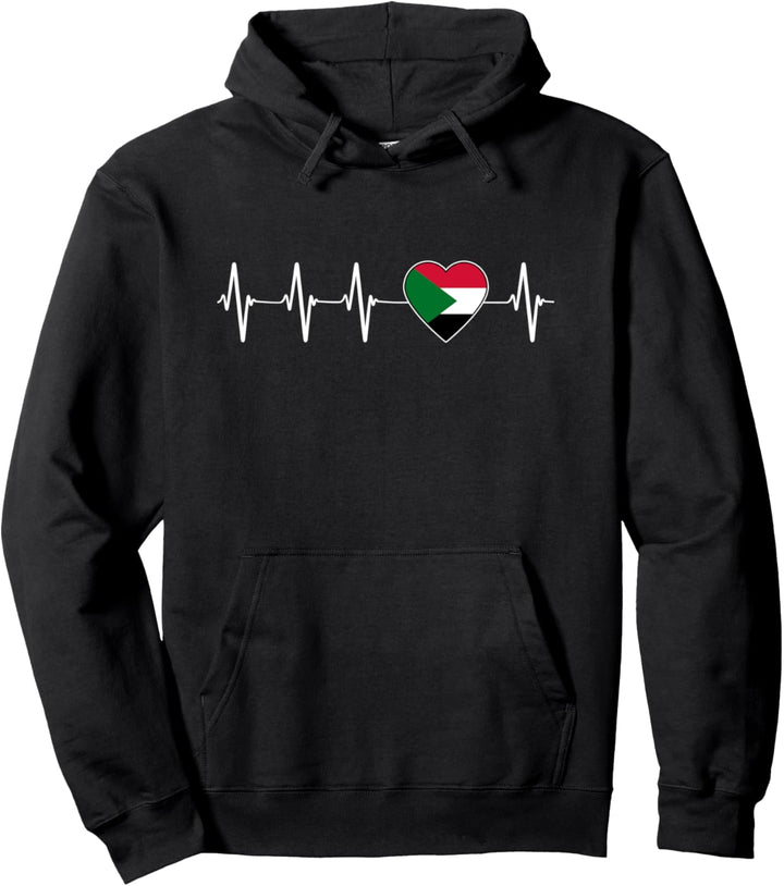 Sudanese Heartbeat I Love Sudan Herz Flagge Geschenk Pullover Hoodie