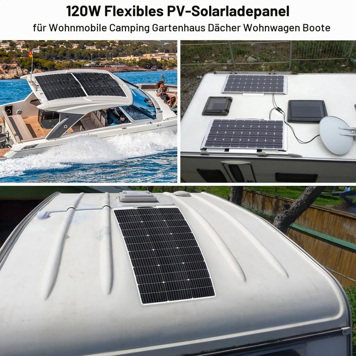 【120W Flexibel Solarpanel 12V】DERUXI 120 W Flexibel Solar Panel: 120W 12V Flexibles Monokristalline