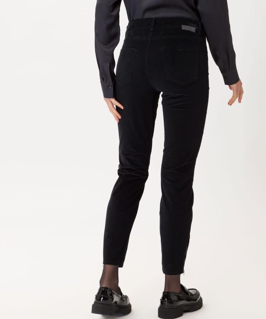 BRAX Damen Style Shakira S Structure Velvet Hose 26W / 32L Schwarz (Black 02), 26W / 32L Schwarz (Bl