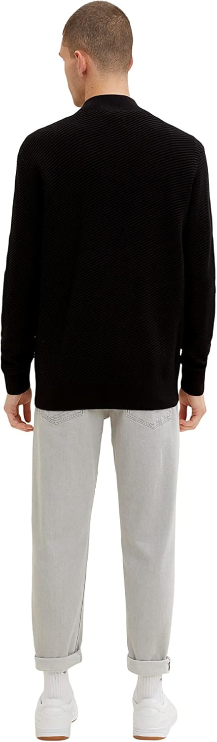TOM TAILOR Denim Herren Strickjacke mit Stehkragen L 10903 - Anthracite Gray, L 10903 - Anthracite G