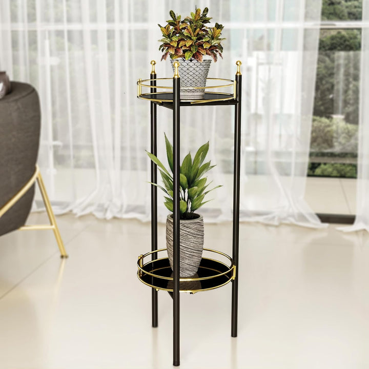 [en.casa] Blumenständer Oulainen Pflanzenständer mit 2 Ablagen Blumentöpfe Regal Pflanzenregal Blume