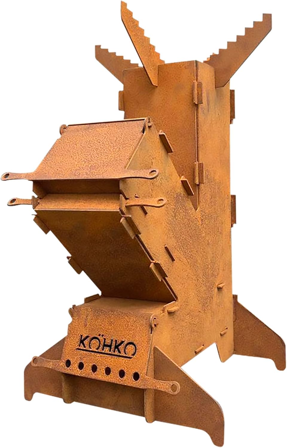 Köhko® Raketenofen S Rocket Stove Campingofen aus 3 mm Cortenstahl Outdoor für BBQ grill Camping mul