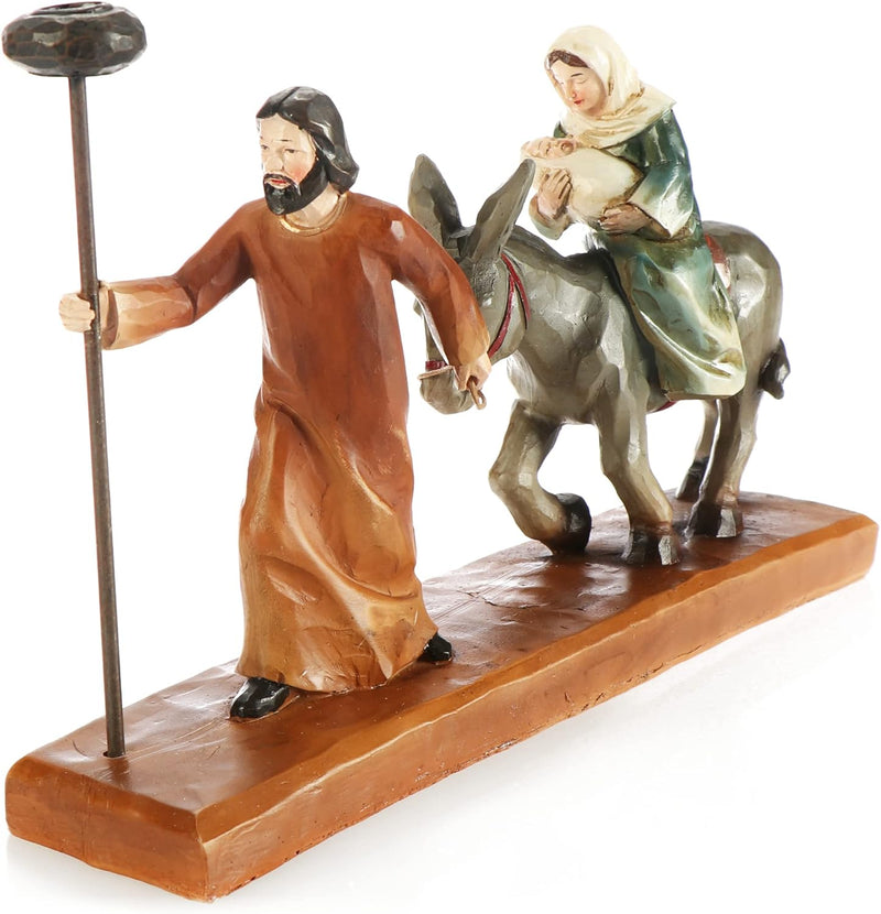 com-four® Krippenfiguren mit Kerzenhalter - christliche Weihnachtsdeko - Aufsteller aus Polyresin -