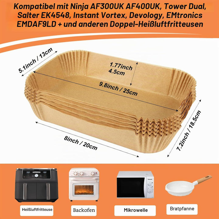 YQL Backpapier für Heissluftfritteuse, 150 Stück Airfryer Backpapier für Ninja AF300EU/ AF400EU/ AF4