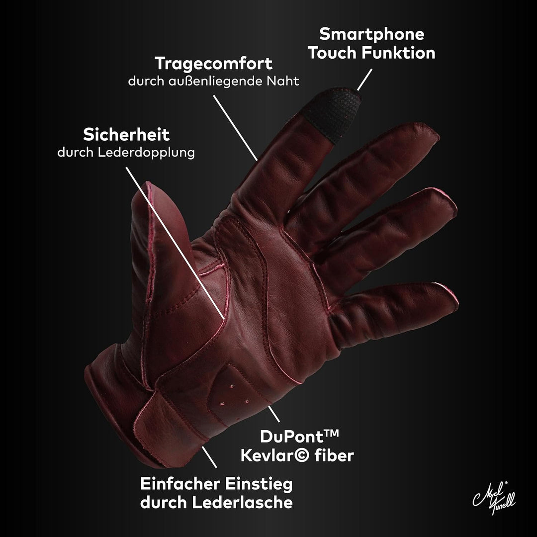 Motorradhandschuhe Easy Rider - Motorrad Handschuhe Herr - Echtleder - Handschuhe Herren Motorrad Le