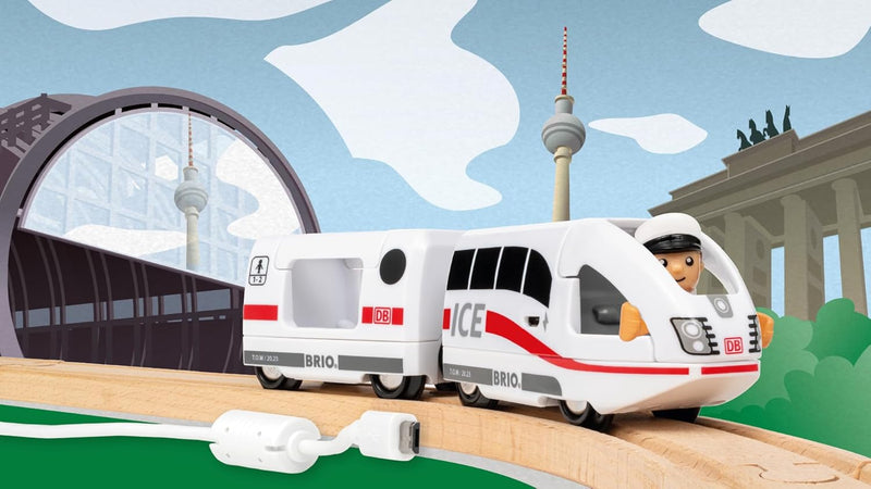 BRIO World 36088 - Trains of The World Ice Akkureisezug - Akku-betriebene Spielzeuglok für Kinder ab